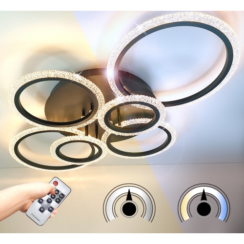 Czarny plafon LED z pierścieniami 86cm  - P150